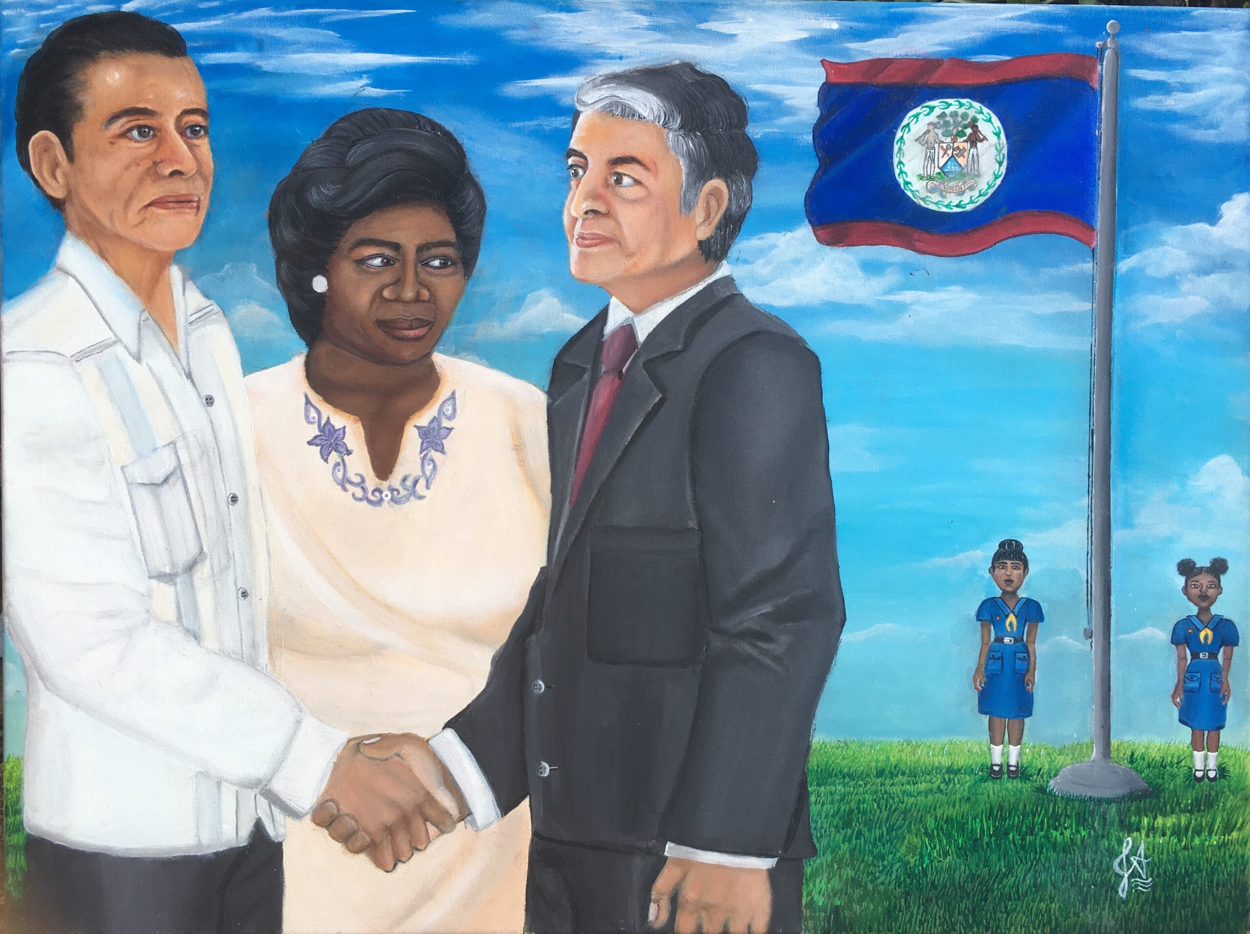 painting with the govenor general,leader of the opposition and Prime Minister
